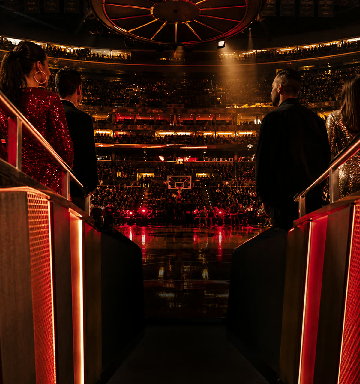 Illustrative arena arrival and live audience experience